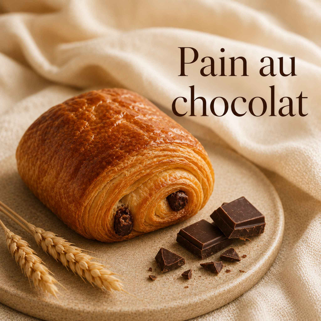Fondant parfumé Pain au Chocolat alvea, présenté avec des viennoiseries au chocolat dans une ambiance gourmande.
