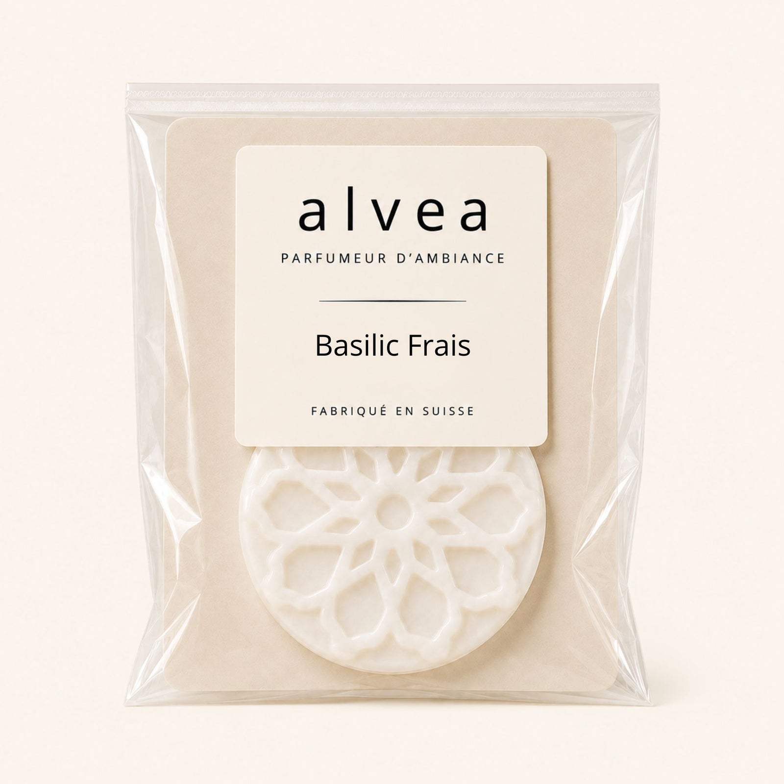 Fondant parfumé Basilic Frais alvea présenté dans son sachet transparent