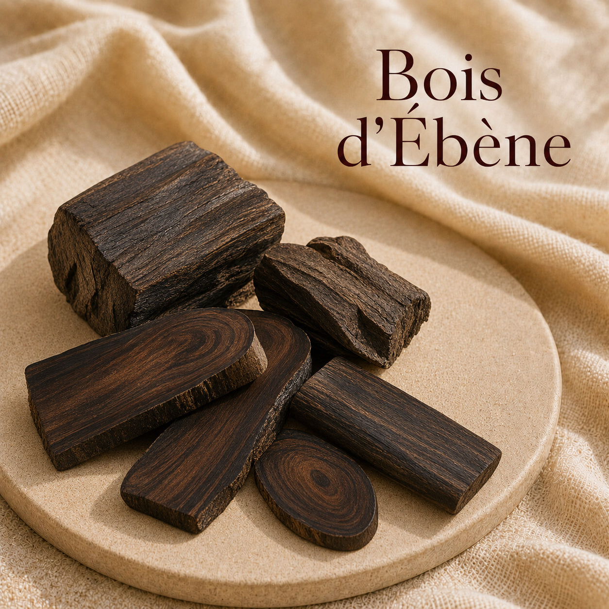 Fondant parfumé Bois d'Ébène alvea, présenté dans une ambiance naturelle et apaisante.
