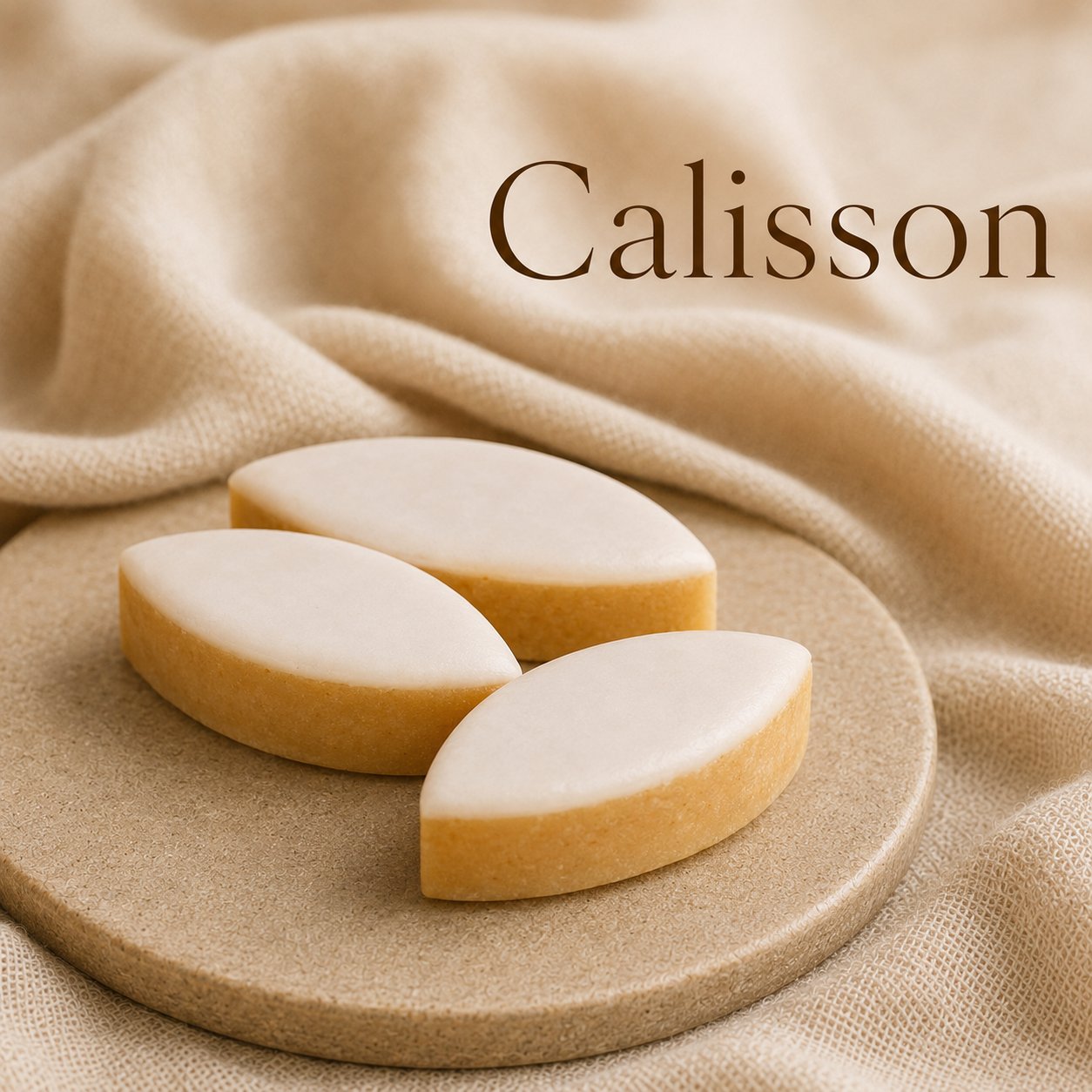 Fondant parfumé Calisson alvea, présenté dans une ambiance gourmande.
