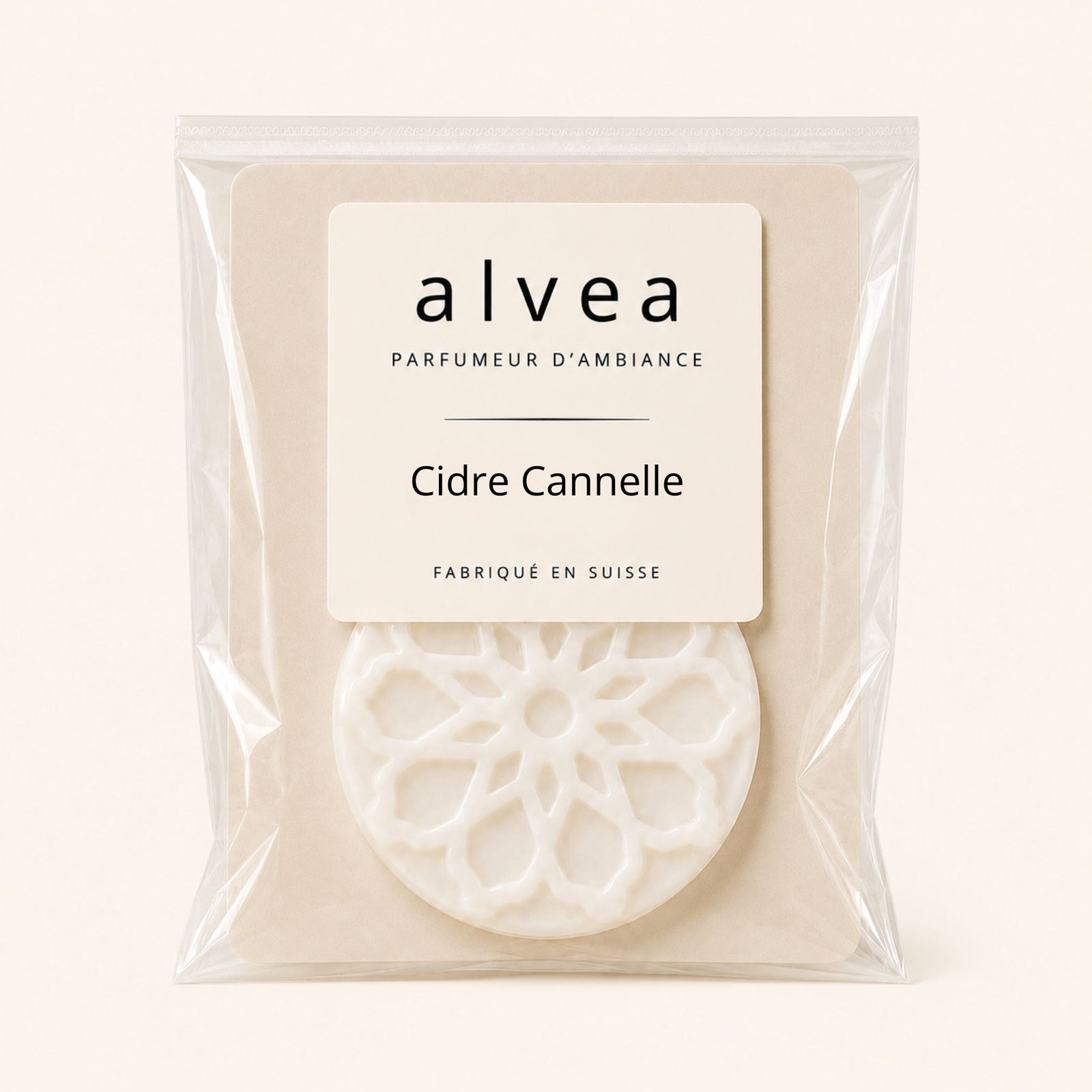 Fondant parfumé Cidre Cannelle alvea présenté dans son sachet transparent