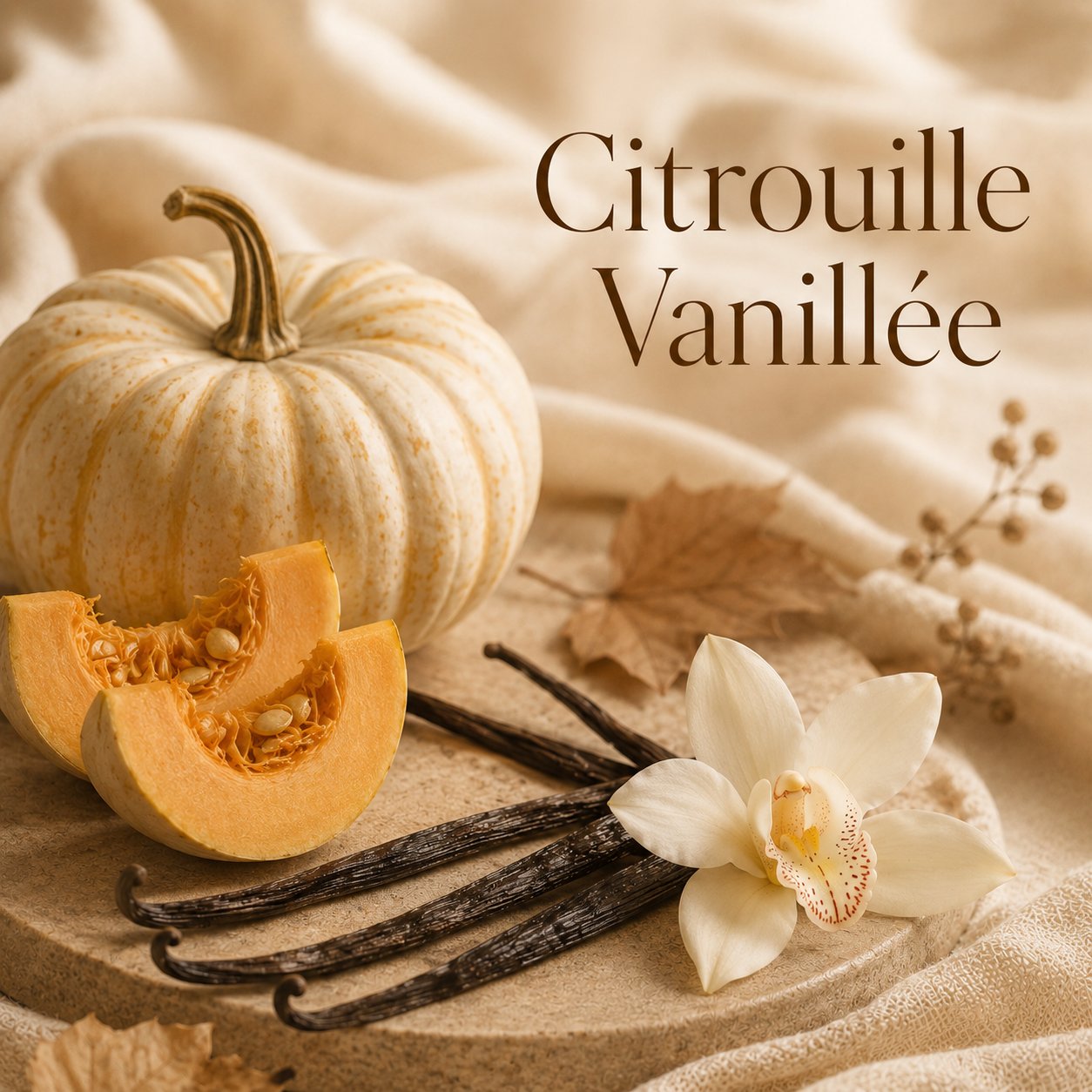 Fondant parfumé Citrouille Vanillée alvea, présenté dans une ambiance gourmande.