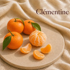Fondant parfumé Clémentine alvea, présenté dans une ambiance fruitée.