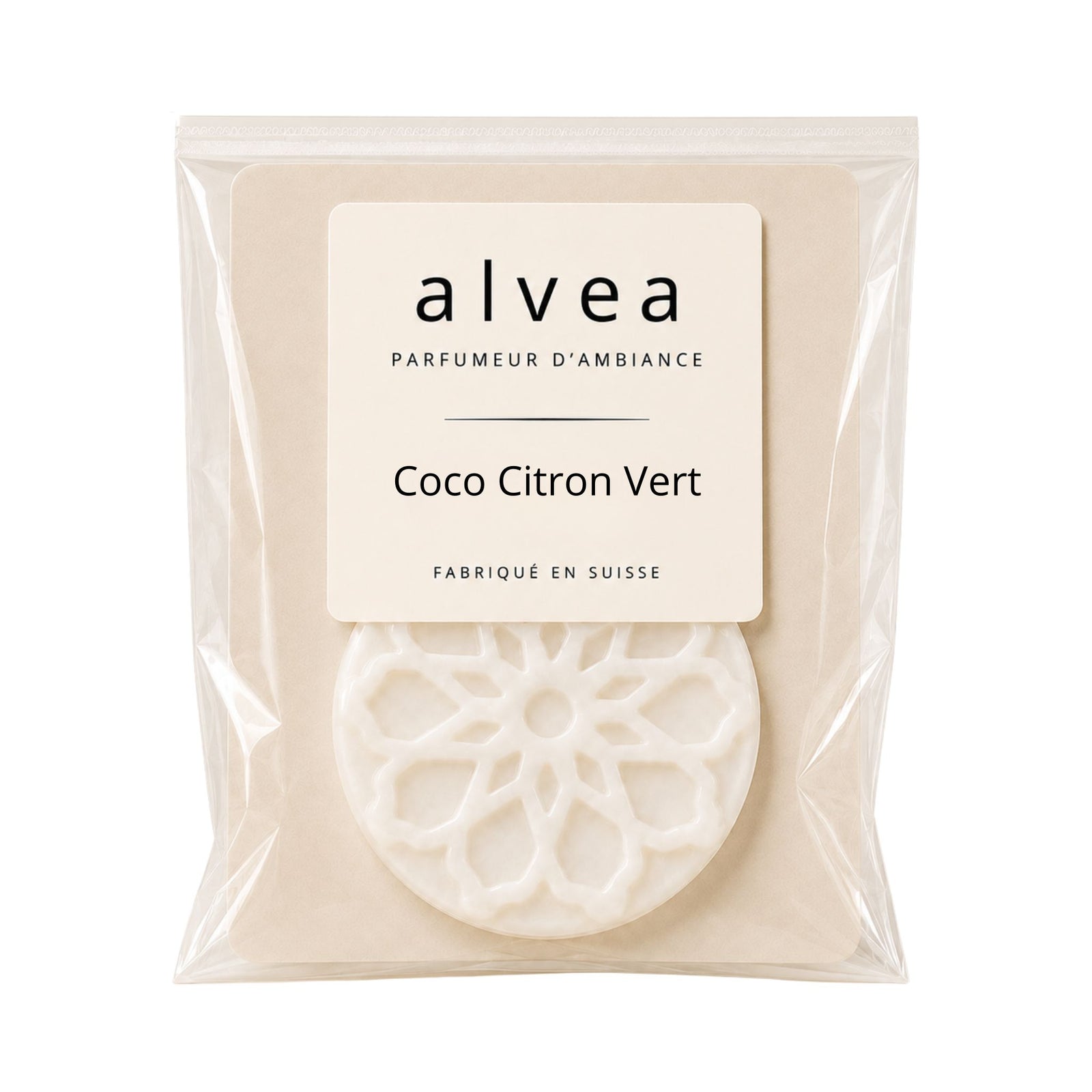 Fondant parfumé Coco Citron Vert alvea présenté dans son sachet transparent