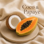 Fondant parfumé Coco & Papaye alvea, présenté dans une ambiance fruitée.