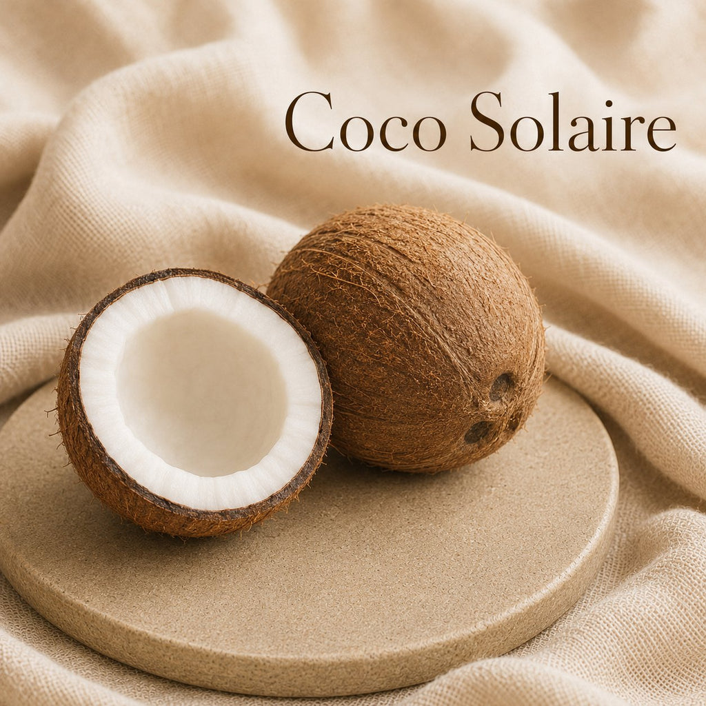 Fondant parfumé Coco Solaire alvea, présenté dans une ambiance fruitée.