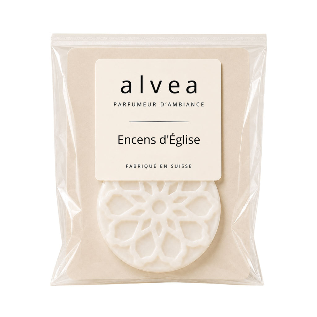 Fondant parfumé Encens d'Église alvea présenté dans son sachet transparent