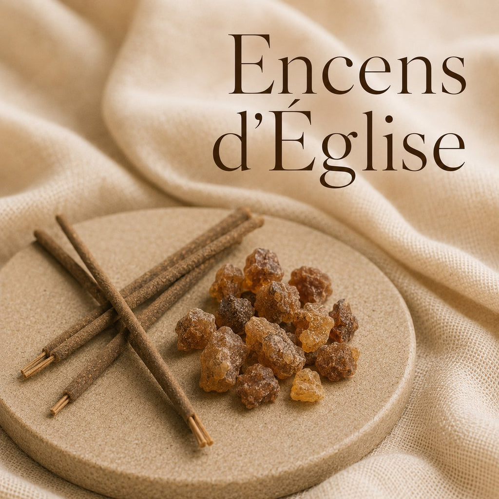 Fondant parfumé Encens d'Église alvea, présenté dans une ambiance naturelle et apaisante.