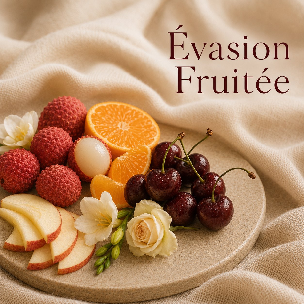 Fondant parfumé Évasion Fruitée alvea, présenté dans une ambiance fruitée.