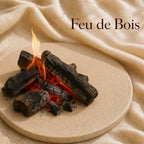 Fondant parfumé Feu de Bois alvea, présenté dans une ambiance naturelle et apaisante.
