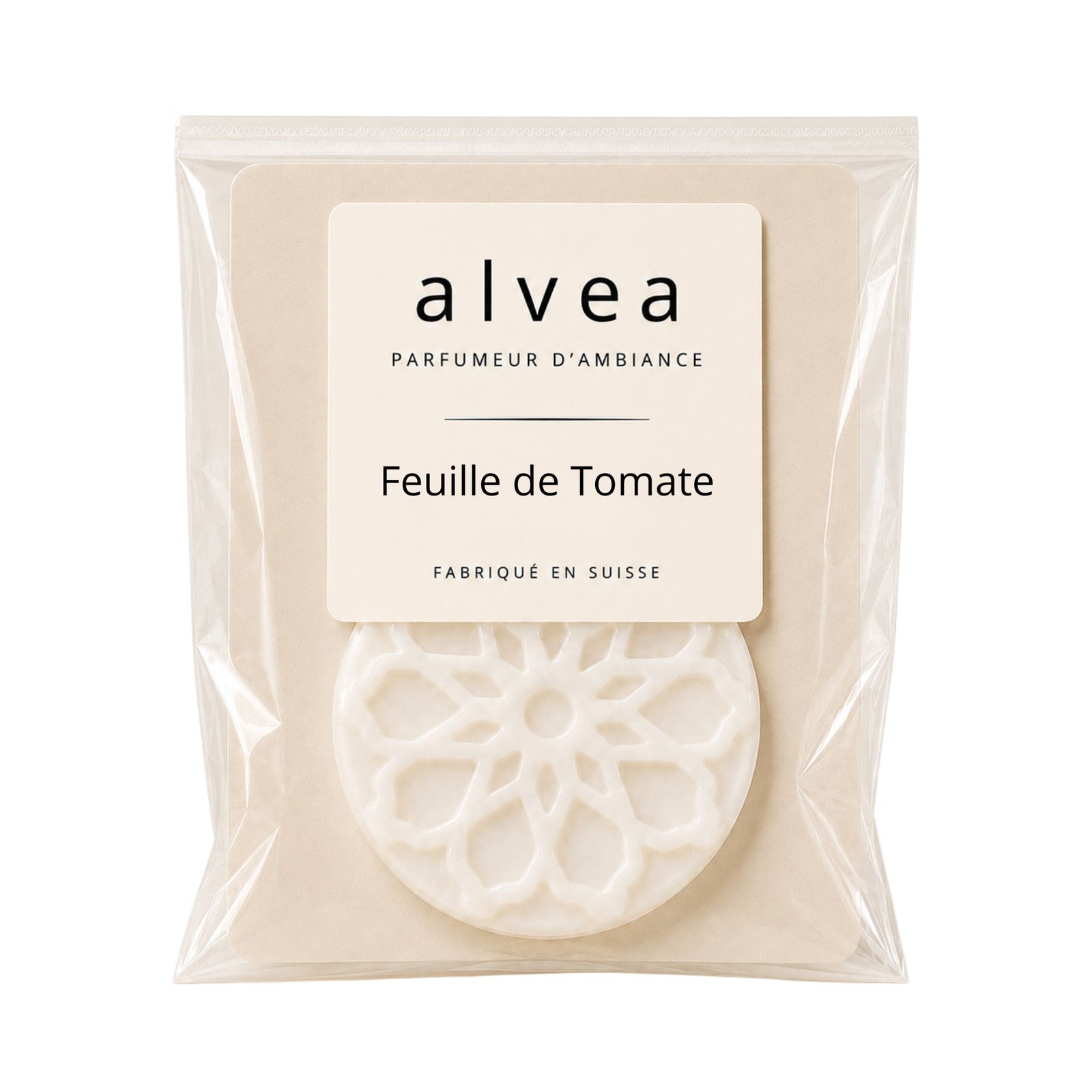 Fondant parfumé Feuille de Tomate alvea présenté dans son sachet transparent