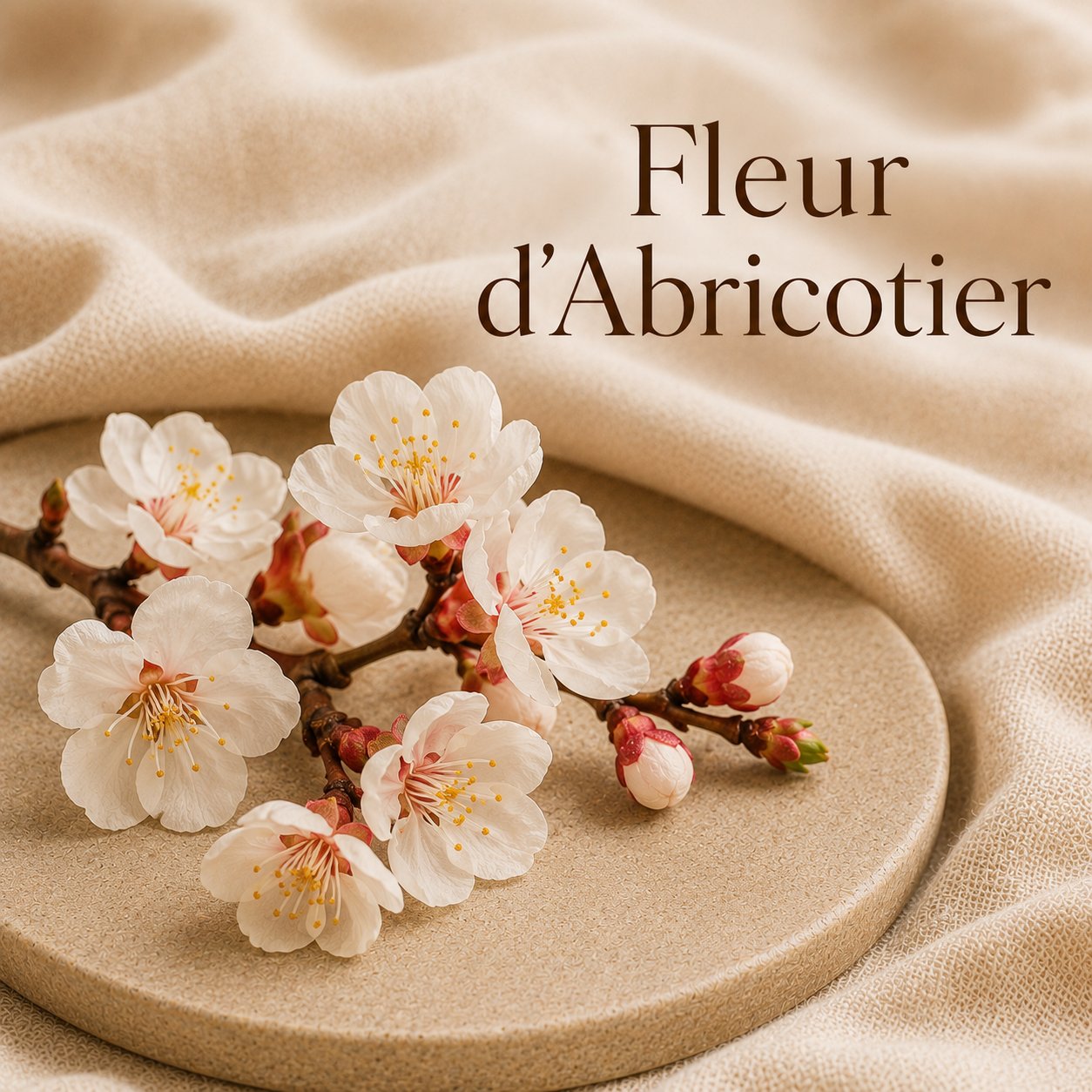 Fondant parfumé Fleur d'Abricotier alvea, présenté dans une ambiance florale.