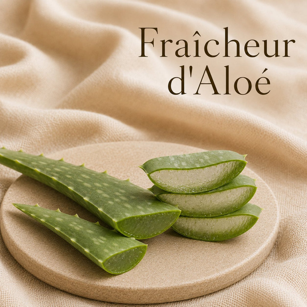 Fondant parfumé Fraîcheur d'Aloé alvea, présenté dans une ambiance naturelle et apaisante.