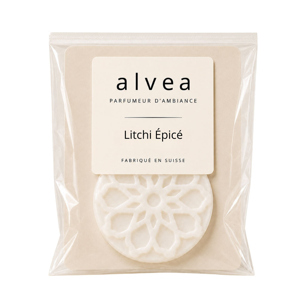 Fondant parfumé Litchi Épicé alvea présenté dans son sachet transparent