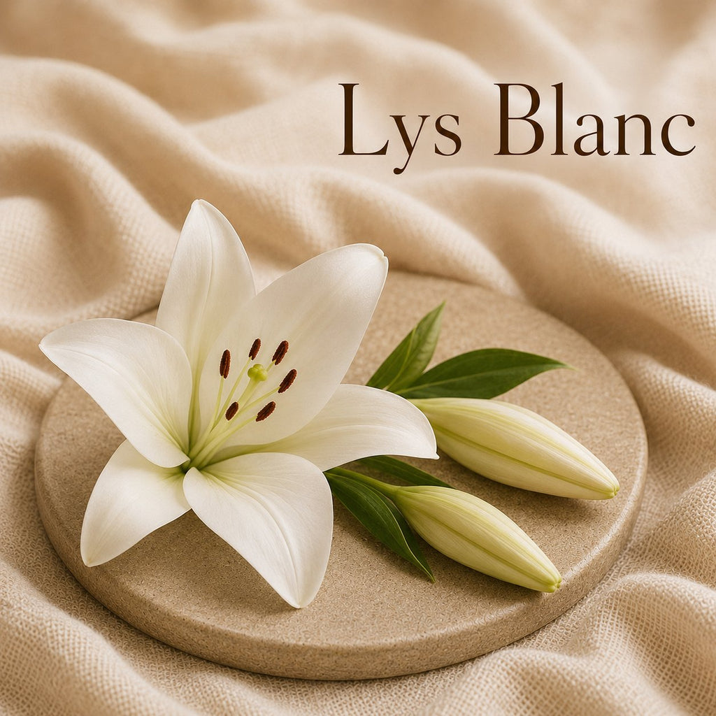 Fondant parfumé Lys Blanc alvea, présenté dans une ambiance florale.