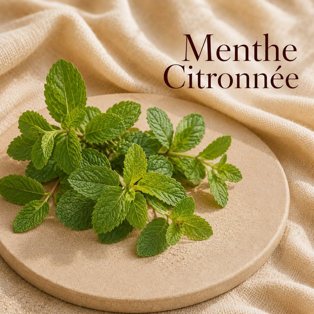 Fondant parfumé Menthe Citronnée alvea, présenté dans une ambiance naturelle et apaisante.