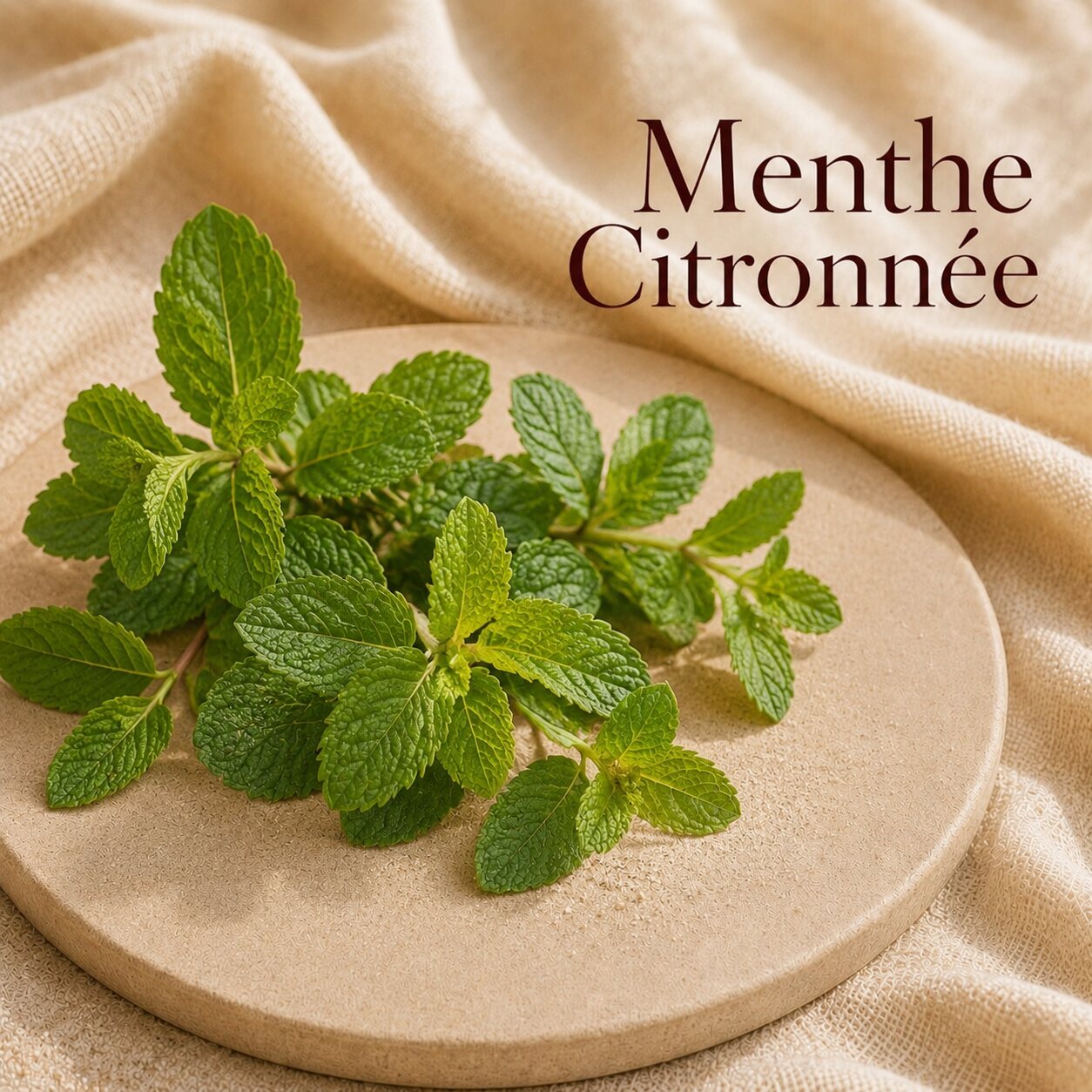 Fondant parfumé Menthe Citronnée alvea, présenté dans une ambiance naturelle et apaisante.