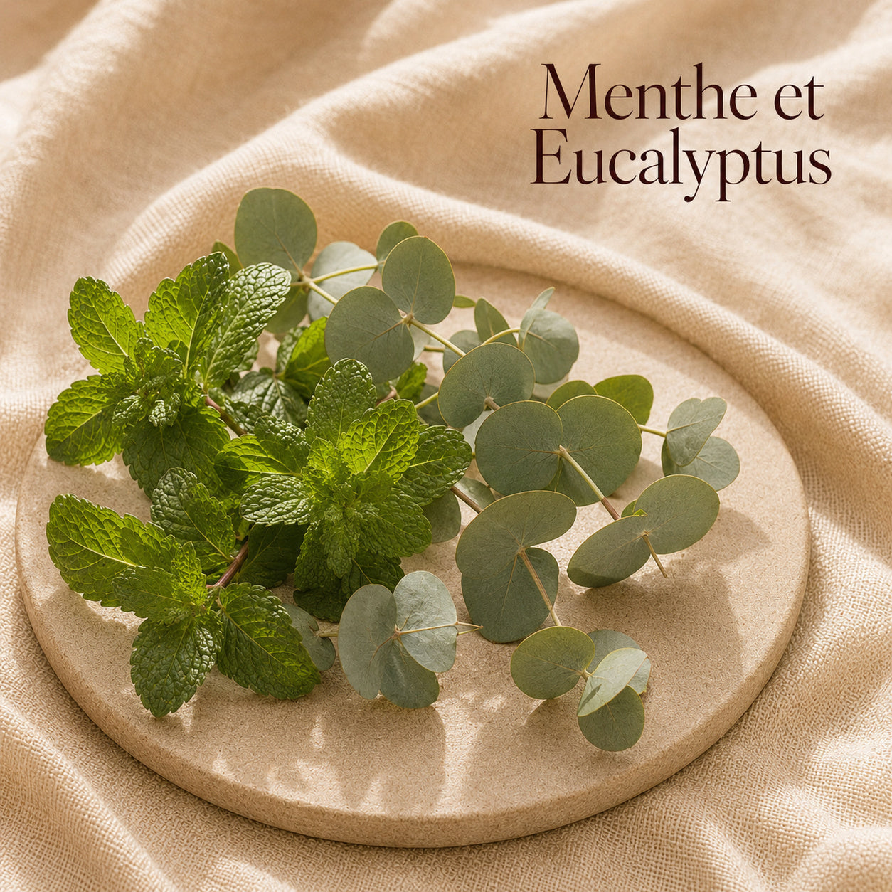 Fondant parfumé Menthe et Eucalyptus alvea, présenté dans une ambiance naturelle et apaisante.