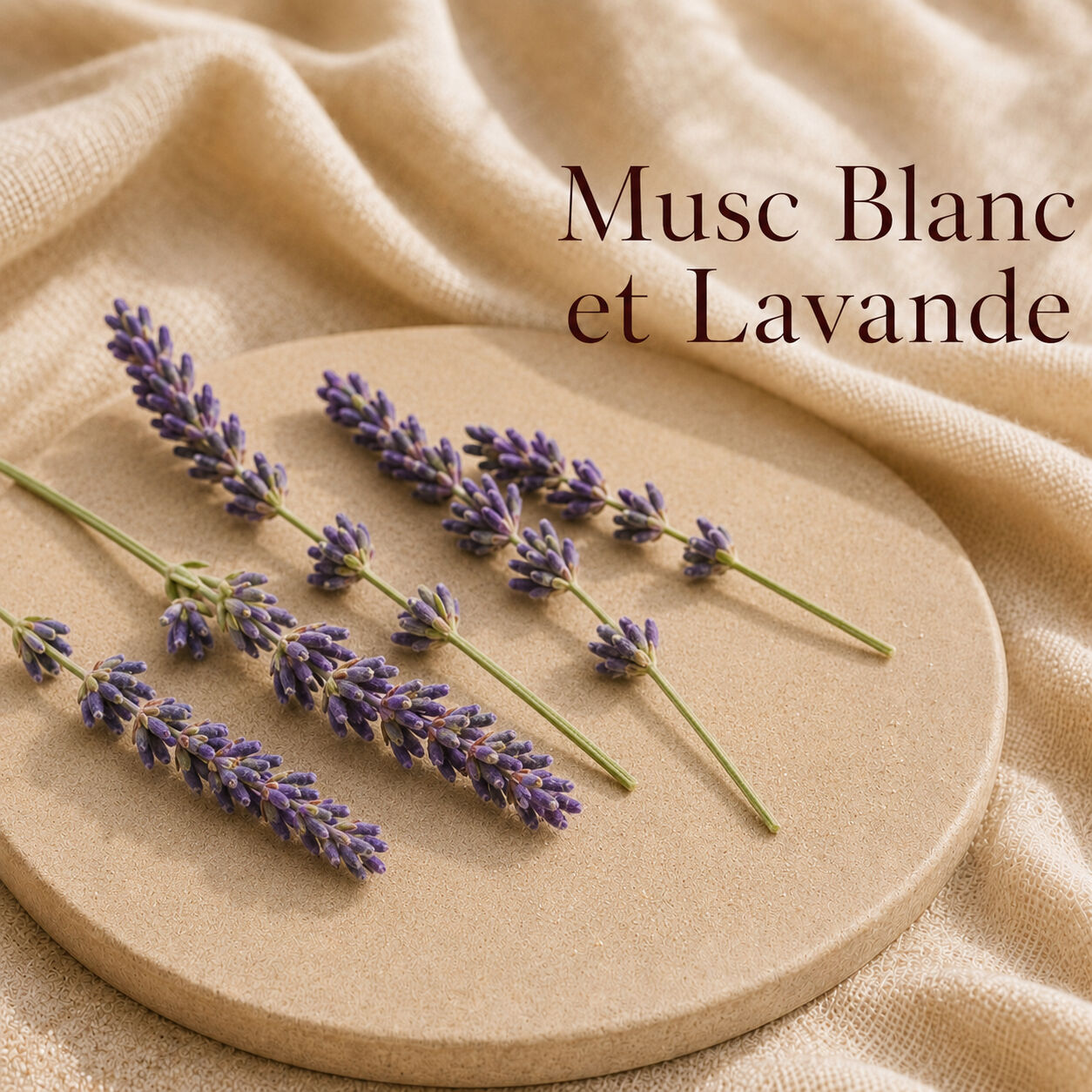 Fondant parfumé Musc Blanc et Lavande alvea, présenté dans une ambiance naturelle et apaisante.