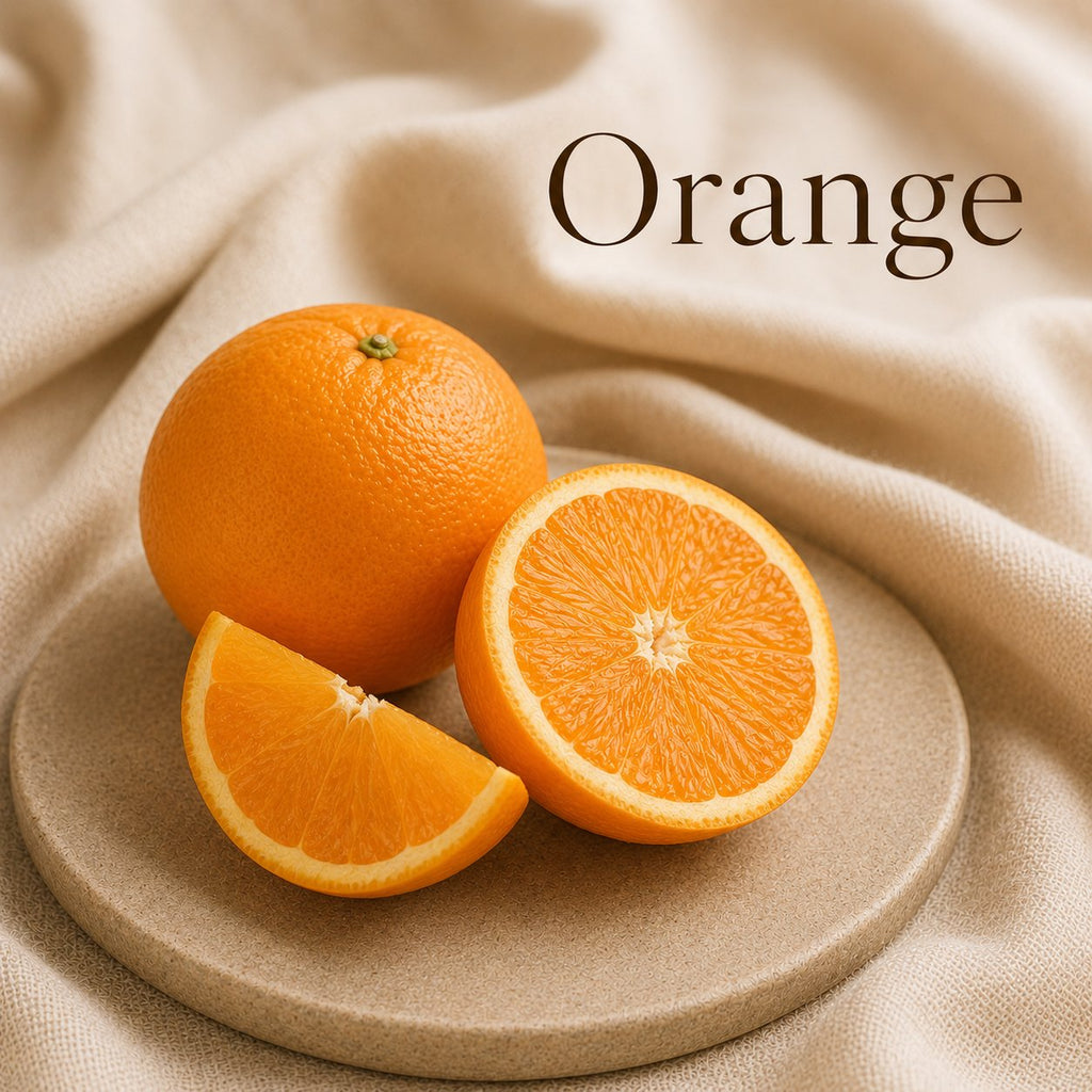 Fondant parfumé Orange alvea, présenté dans une ambiance fruitée.