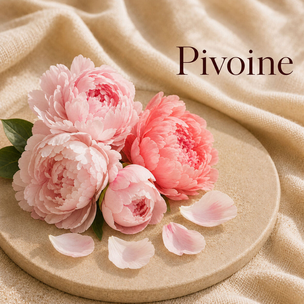 Fondant parfumé Pivoine alvea, présenté dans une ambiance florale.