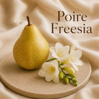 Fondant parfumé Poire Freesia alvea, présenté dans une ambiance fruitée.