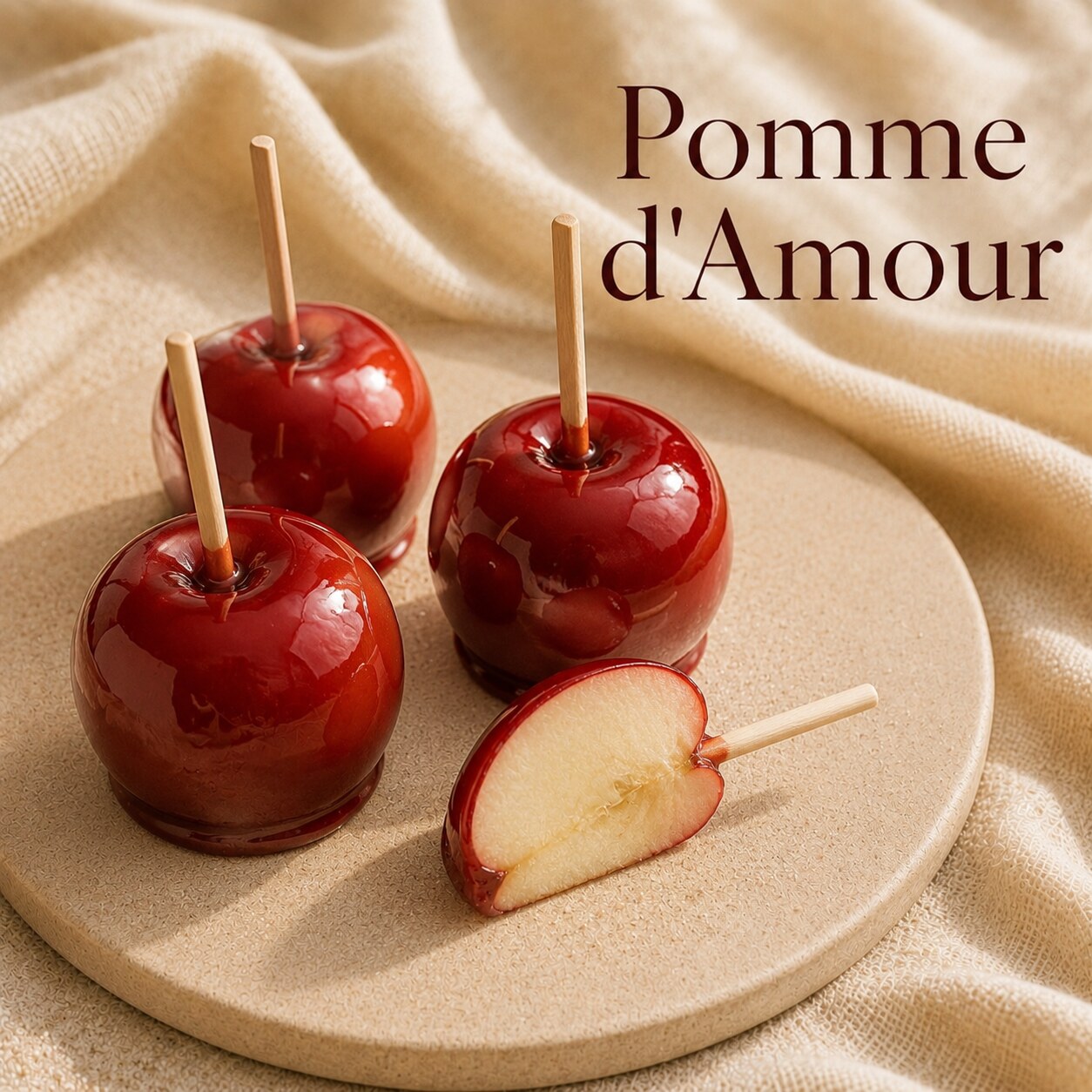 Fondant parfumé Pomme d'Amour alvea, présenté dans une ambiance gourmande.