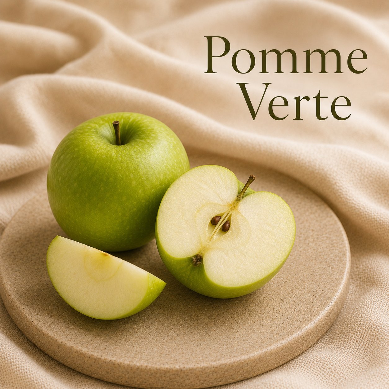 Fondant parfumé Pomme Verte alvea, présenté avec des pommes vertes dans une ambiance fruitée et fraîche.
