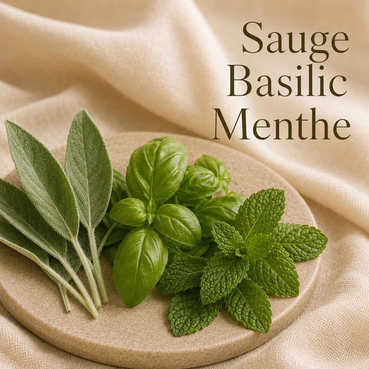 Fondant parfumé Sauge Basilic Menthe alvea, présenté dans une ambiance naturelle et apaisante.