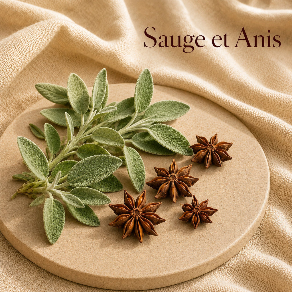 Fondant parfumé Sauge et Anis alvea, présenté dans une ambiance naturelle et apaisante.