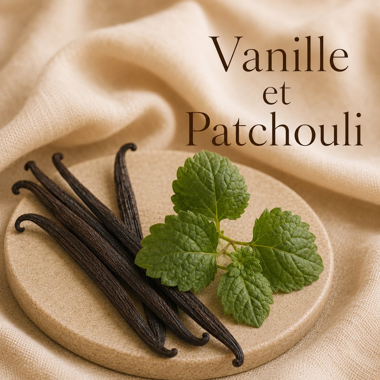 Fondant parfumé Vanille et Patchouli alvea, présenté dans une ambiance gourmande.