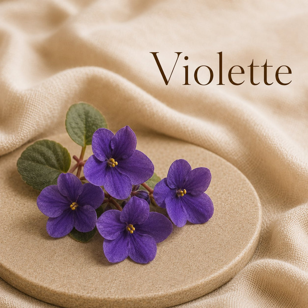 Fondant parfumé Violette alvea, présenté dans une ambiance florale.