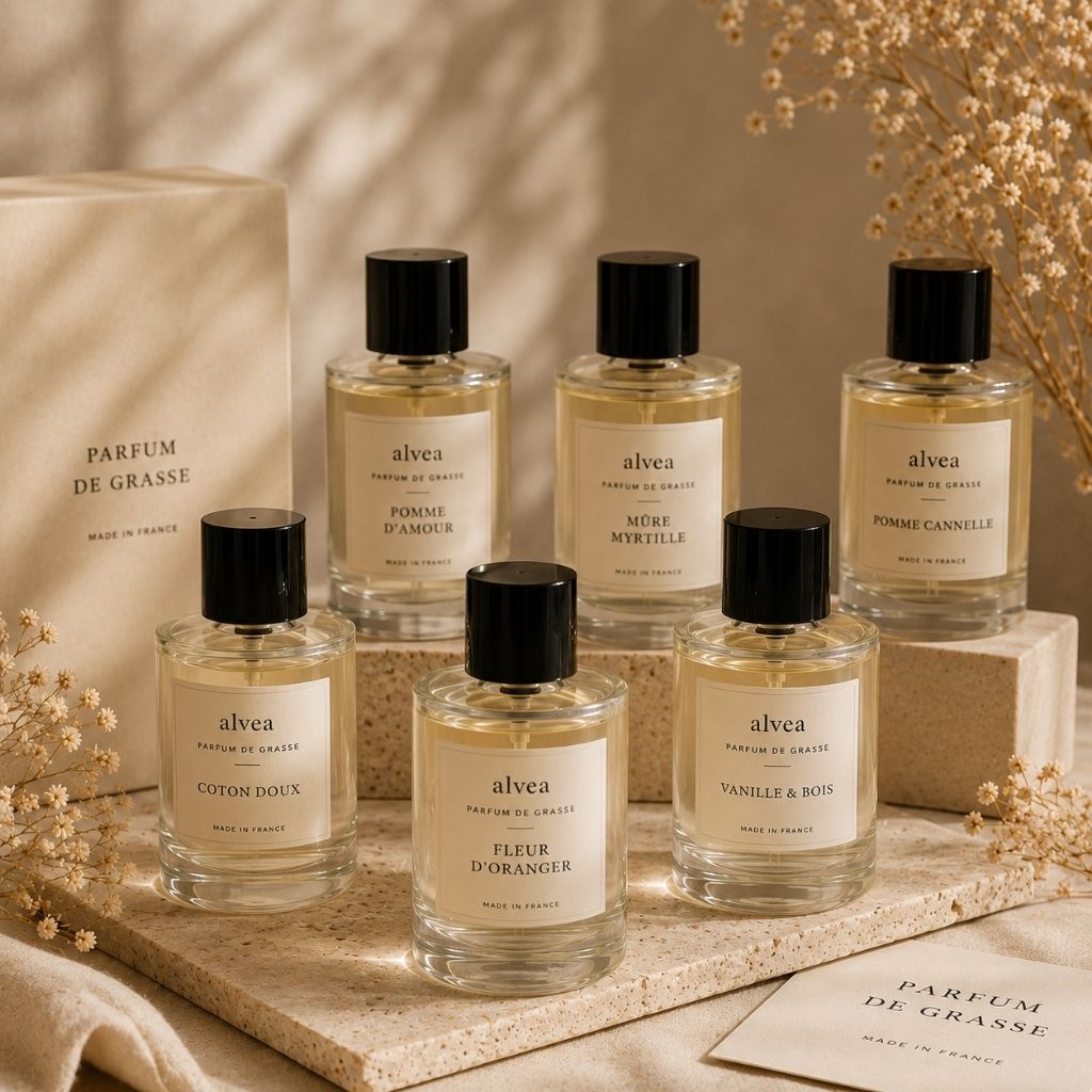 Flacons de parfums utilisés pour les fondants alvea